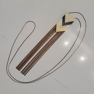 Long chain fringe statement necklace